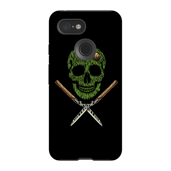 Pixel 3 StrongFit Skull Grass by Afif Quilimo