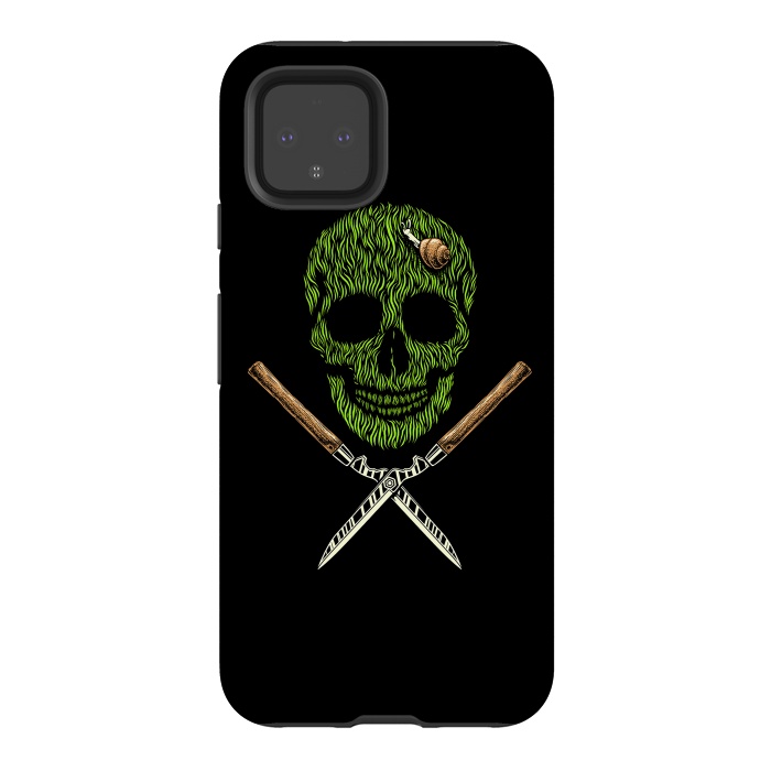 Pixel 4 StrongFit Skull Grass by Afif Quilimo