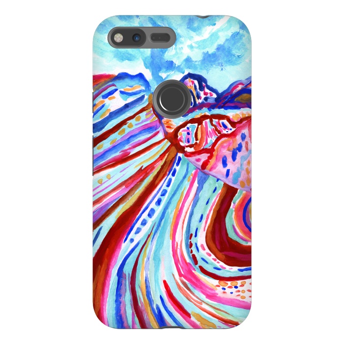 Pixel XL StrongFit Abstract Rainbow Mountains  by Tigatiga