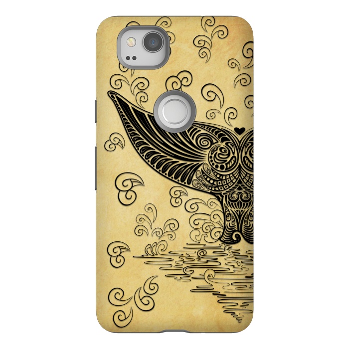 Pixel 2 StrongFit Whale Tail Boho Vintage Tattoo Style by BluedarkArt