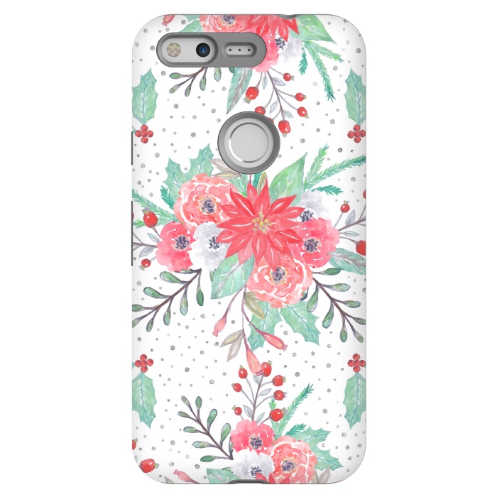 Pixel StrongFit Pretty watercolor Christmas floral and dots design by InovArts