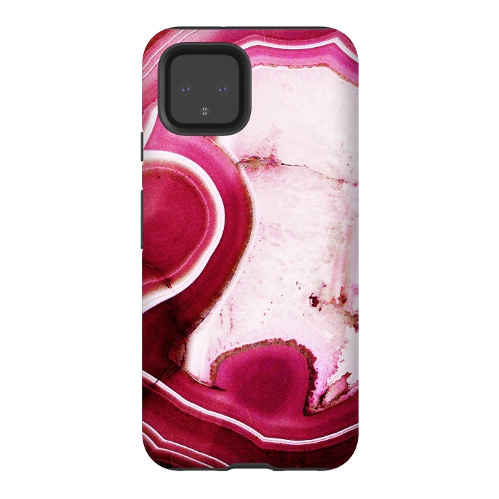 Pixel 4 StrongFit Vibrant pink agate marble by Oana 