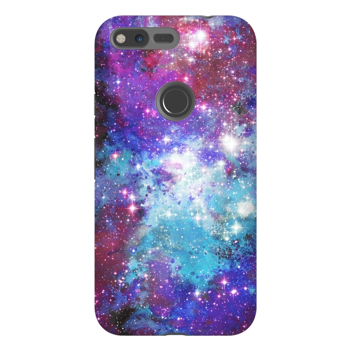 Pixel XL StrongFit Blue purple galaxy space night stars by Oana 