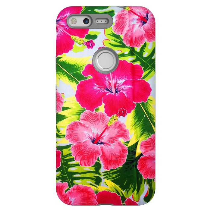 Pixel StrongFit Hibiscus Exotic Floral Pattern by BluedarkArt
