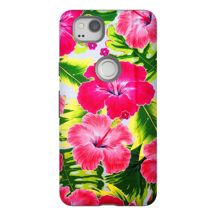 Pixel 2 StrongFit Hibiscus Exotic Floral Pattern by BluedarkArt