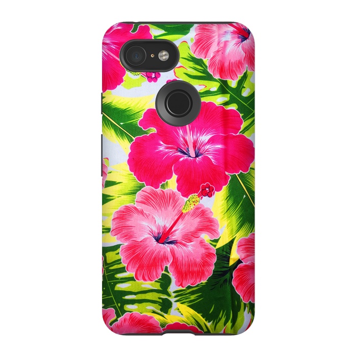 Pixel 3 StrongFit Hibiscus Exotic Floral Pattern by BluedarkArt
