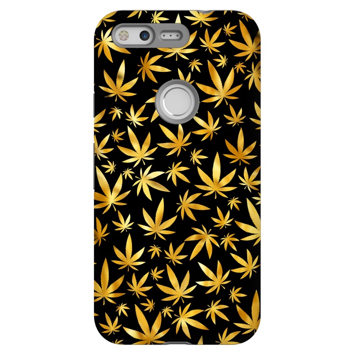 Pixel StrongFit Weed Pattern - Black and Yellow by Art Design Works