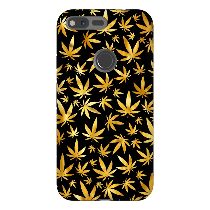 Pixel XL StrongFit Weed Pattern - Black and Yellow by Art Design Works
