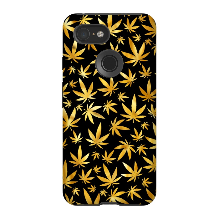 Pixel 3 StrongFit Weed Pattern - Black and Yellow by Art Design Works