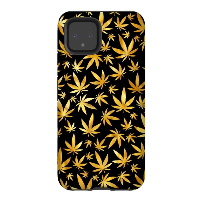 Pixel 4 StrongFit Weed Pattern - Black and Yellow by Art Design Works