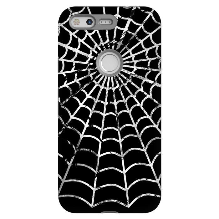 Pixel StrongFit Black and white textured brushed spider web - Halloween by Oana 