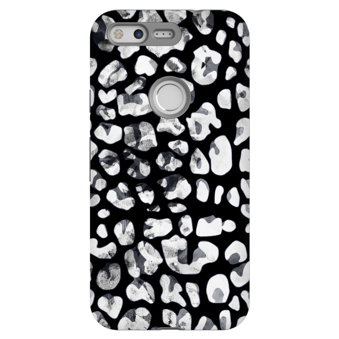 Pixel StrongFit Black and white animal print leopard spots by Oana 