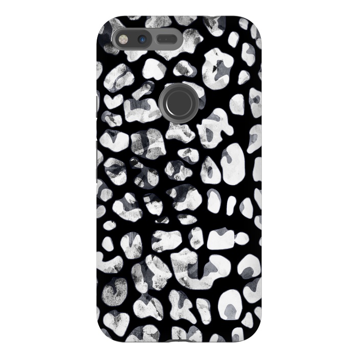 Pixel XL StrongFit Black and white animal print leopard spots by Oana 