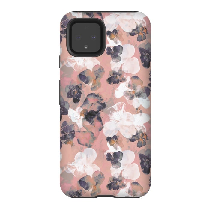 Pixel 4 StrongFit White pink transparent pansy petals painting by Oana 