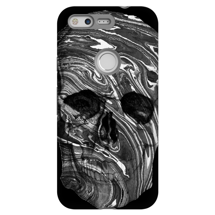 Pixel StrongFit Black and white marble skull - Halloween by Oana 