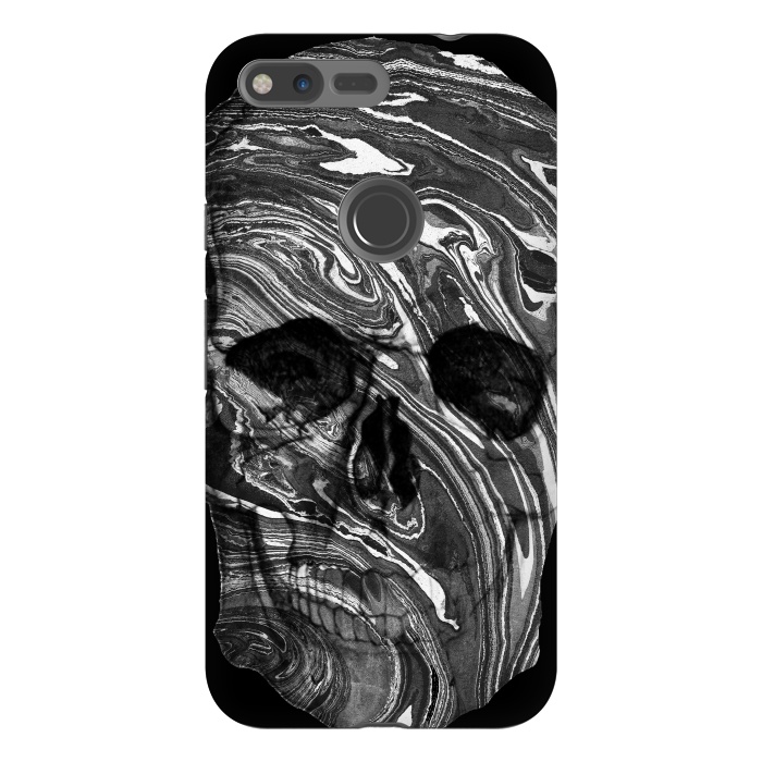 Pixel XL StrongFit Black and white marble skull - Halloween by Oana 