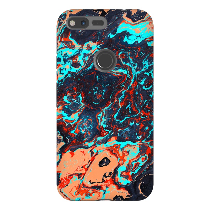 Pixel XL StrongFit Black Marble Colorful Waves by Art Design Works
