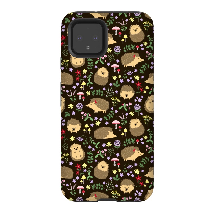Pixel 4 StrongFit Hedgehogs amid woodland plants and flowers by Portia Monberg