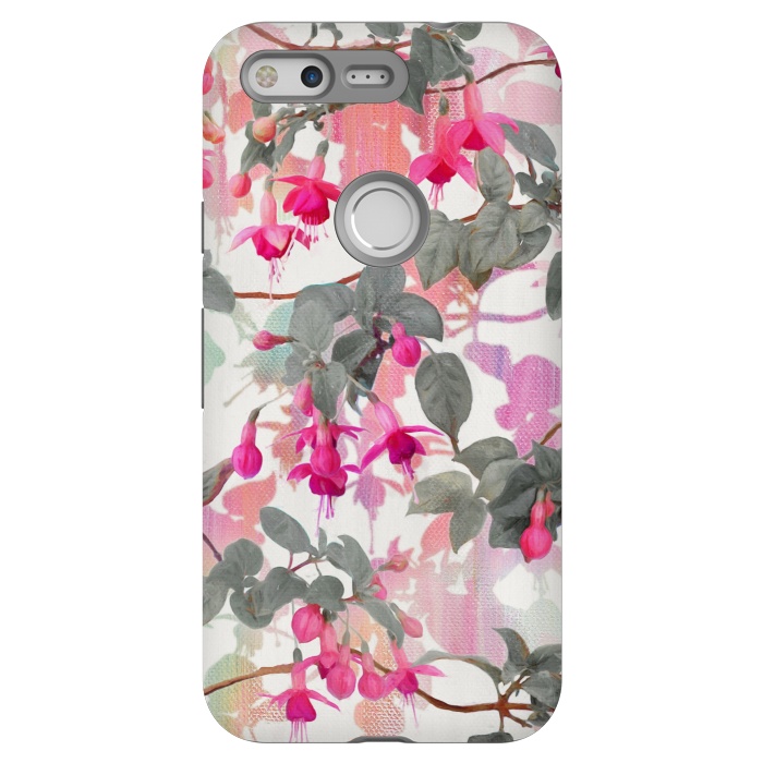 Pixel StrongFit Painted Fuchsia Floral in Pink and Grey  by Micklyn Le Feuvre