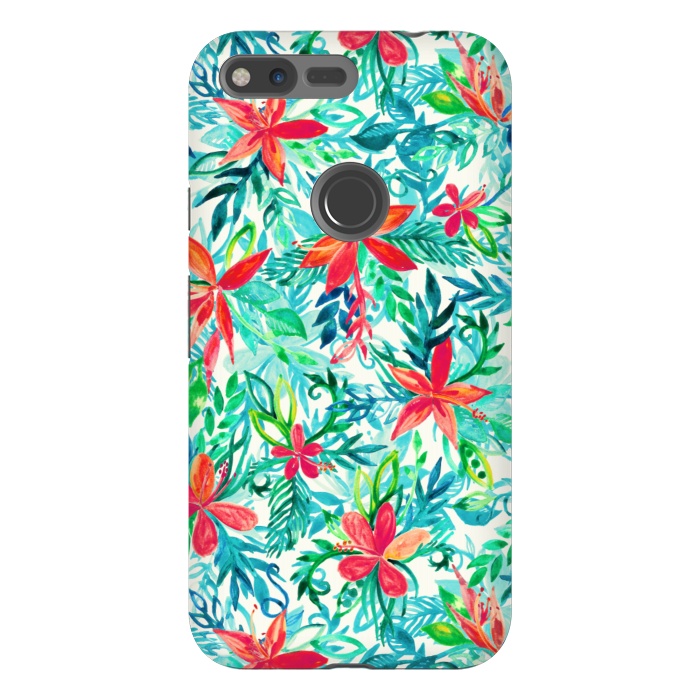 Pixel XL StrongFit Tropical Jungle Watercolor Floral by Micklyn Le Feuvre