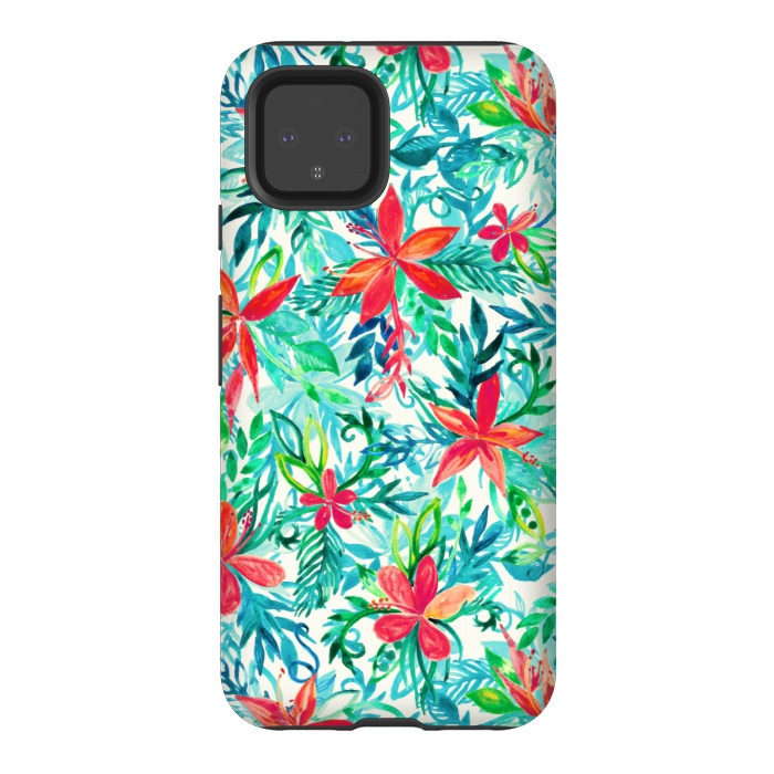 Pixel 4 StrongFit Tropical Jungle Watercolor Floral by Micklyn Le Feuvre