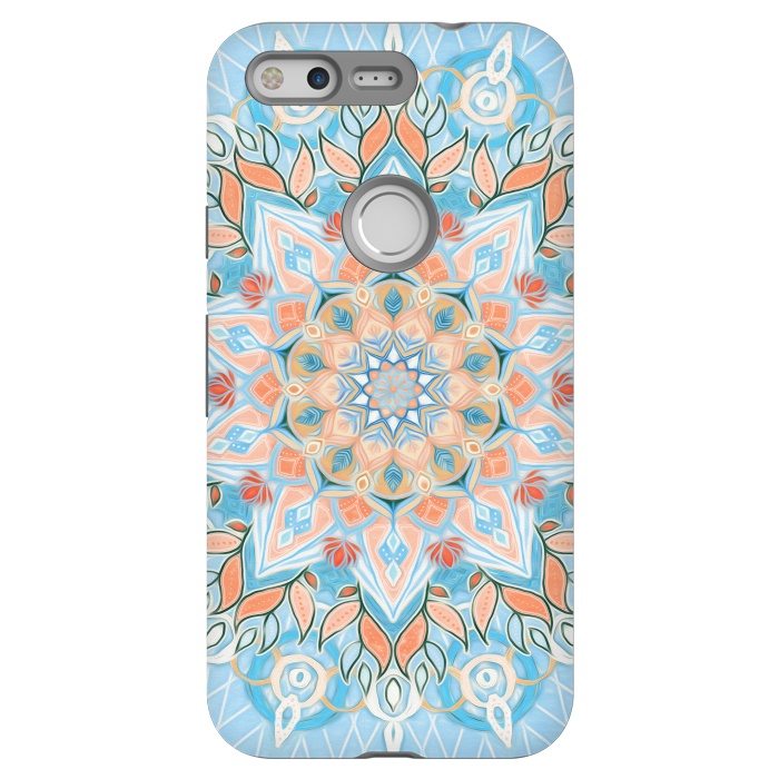 Pixel StrongFit Peach and Blue Pastel Mandala by Micklyn Le Feuvre