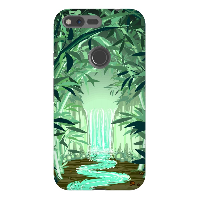 Pixel XL StrongFit Fluorescent Waterfall on Surreal Bamboo Forest  by BluedarkArt