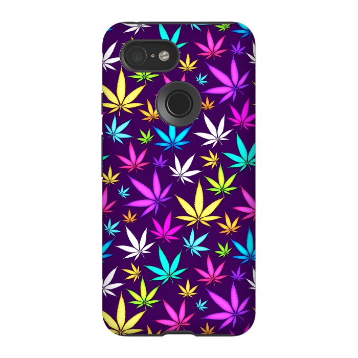 Pixel 3 StrongFit Colorful Weed Pattern by Art Design Works