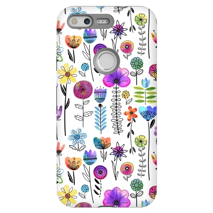 Pixel StrongFit Bright Watercolor and Line Art Flowers by Noonday Design