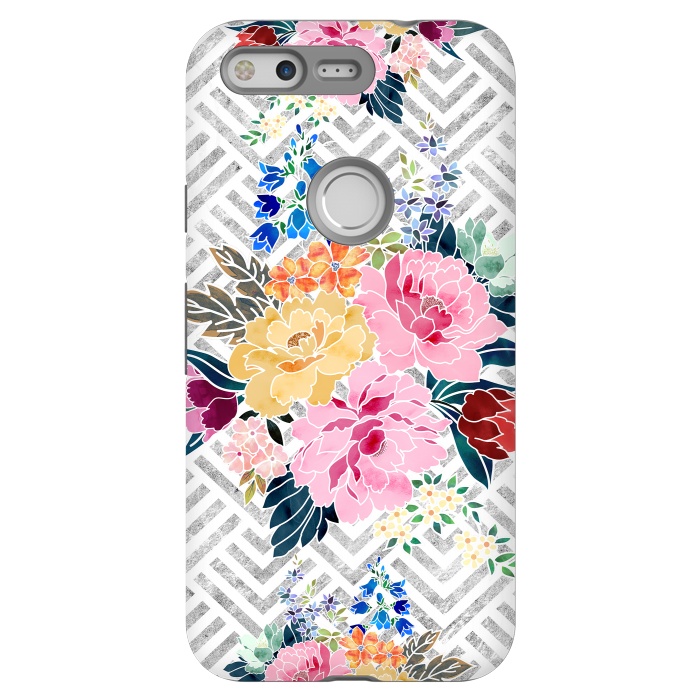 Pixel StrongFit Pretty winter floral and diamond geometric design by InovArts