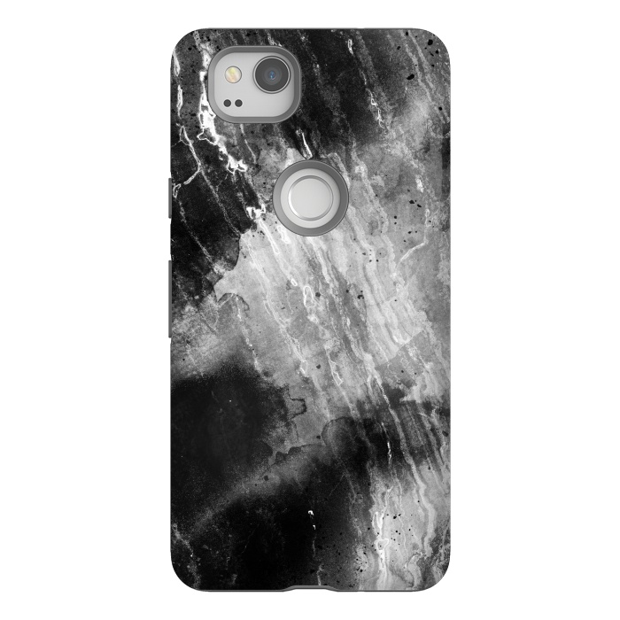 Pixel 2 StrongFit Black gray faded marble painting by Oana 