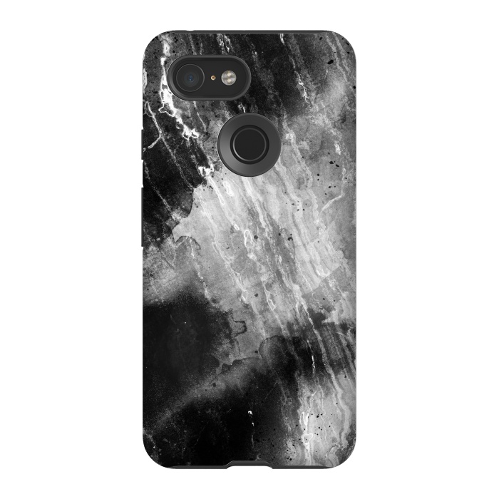 Pixel 3 StrongFit Black gray faded marble painting by Oana 