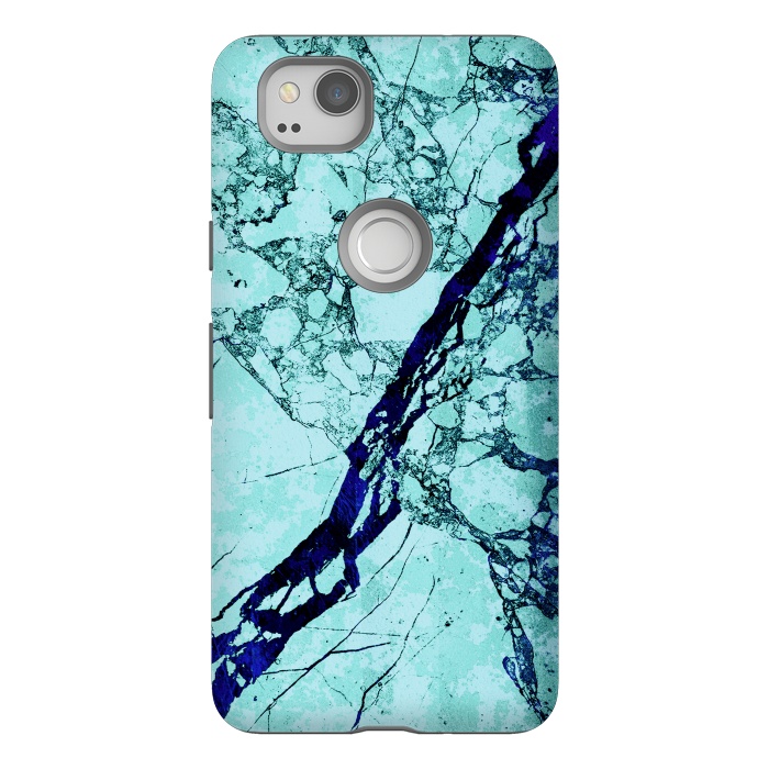 Pixel 2 StrongFit Turquoise blue marble by Oana 
