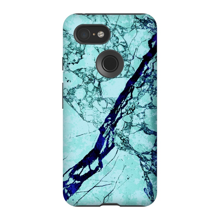 Pixel 3 StrongFit Turquoise blue marble by Oana 