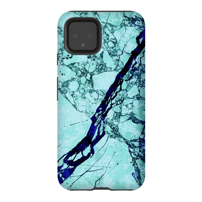 Pixel 4 StrongFit Turquoise blue marble by Oana 