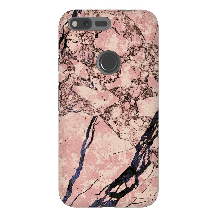 Pixel XL StrongFit Pink marble with dark cracks texture by Oana 