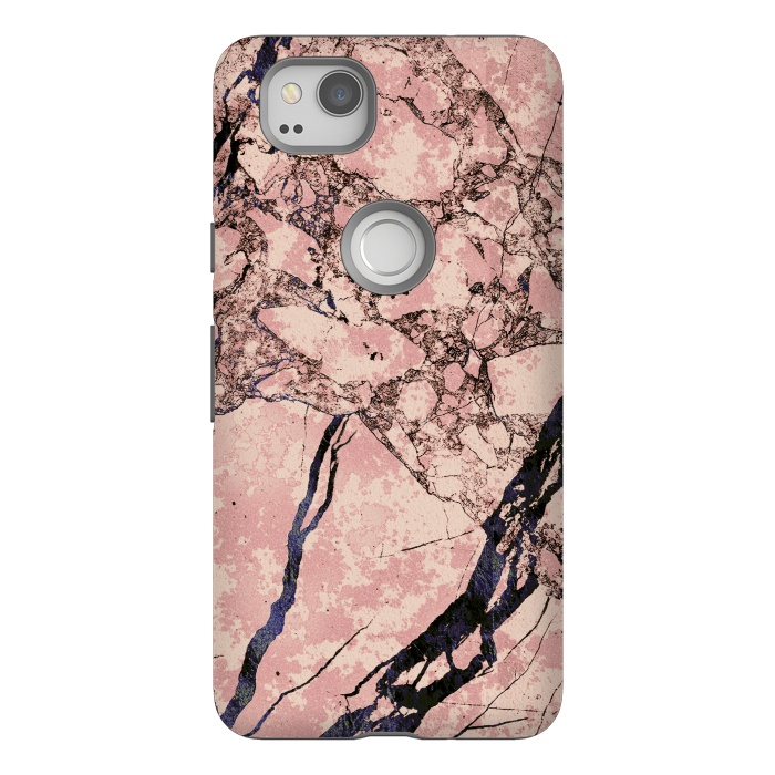 Pixel 2 StrongFit Pink marble with dark cracks texture by Oana 
