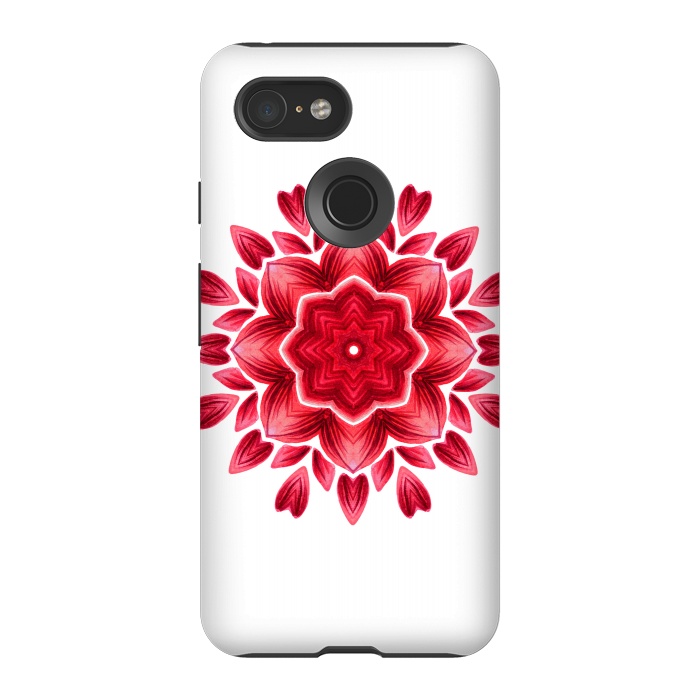 Pixel 3 StrongFit Abstract Watercolor Rose Petal Floral Mandala by Boriana Giormova