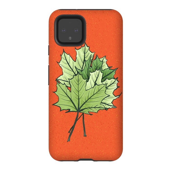 Pixel 4 StrongFit Maple Leaves Digital Art In Green And Orange by Boriana Giormova