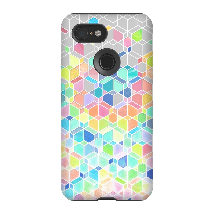 Pixel 3 StrongFit Rainbow Cubes and Diamonds by Micklyn Le Feuvre