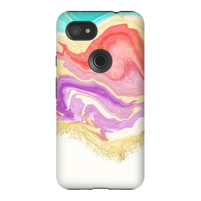 Pixel 3AXL StrongFit Colorful Marble by Noonday Design