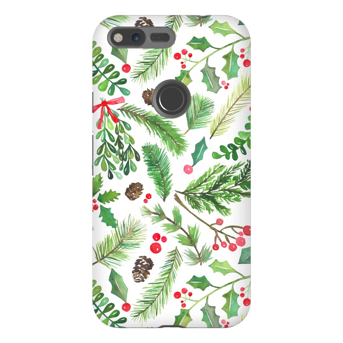 Pixel XL StrongFit Watercolor Christmas Greenery by Noonday Design