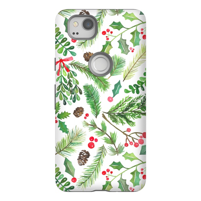 Pixel 2 StrongFit Watercolor Christmas Greenery by Noonday Design