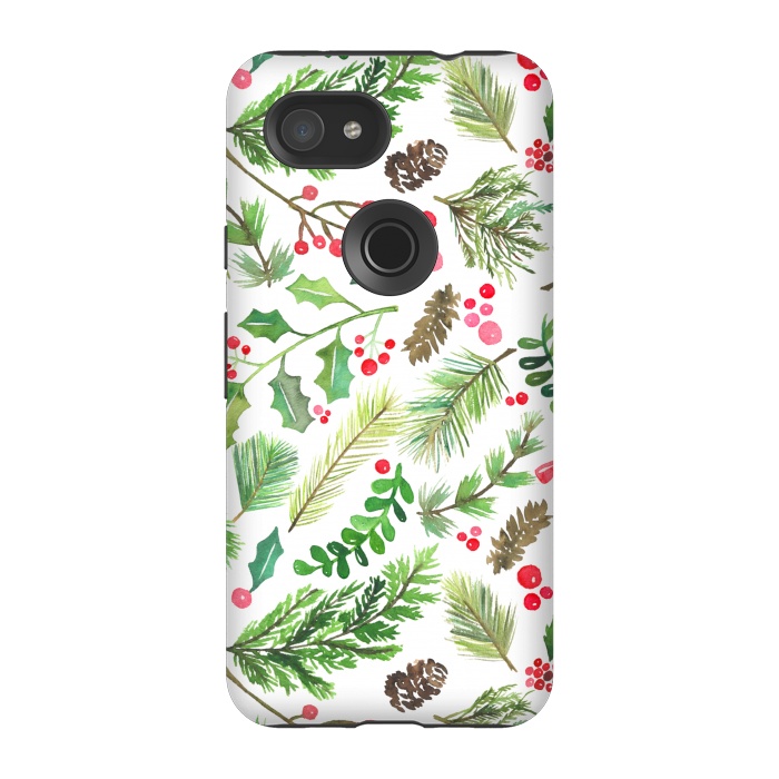 Pixel 3A StrongFit Watercolor Christmas Greenery by Noonday Design