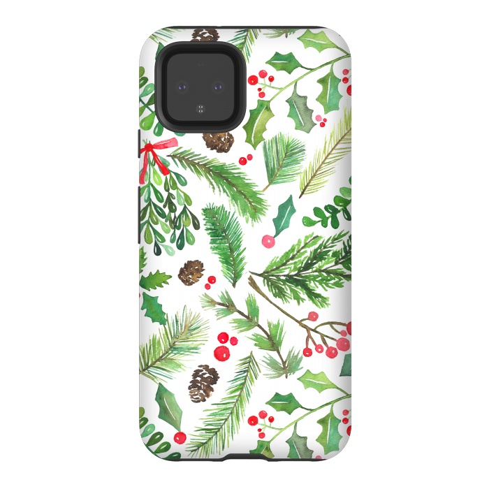 Pixel 4 StrongFit Watercolor Christmas Greenery by Noonday Design