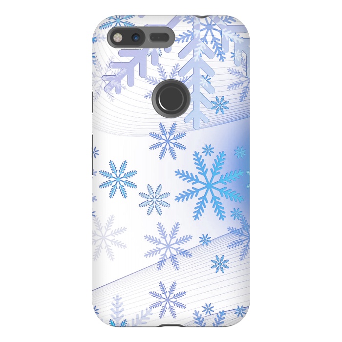 Pixel XL StrongFit Blue icy snowflakes - Christmas illustration by Oana 