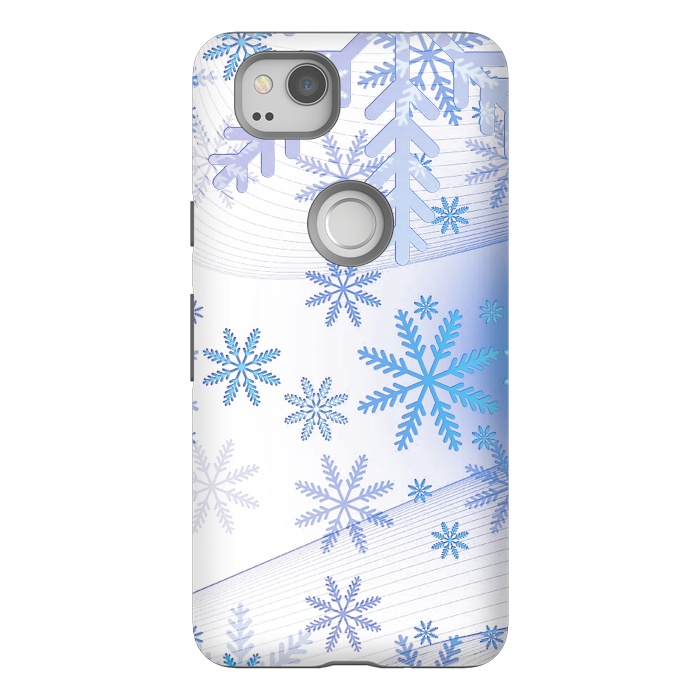Pixel 2 StrongFit Blue icy snowflakes - Christmas illustration by Oana 