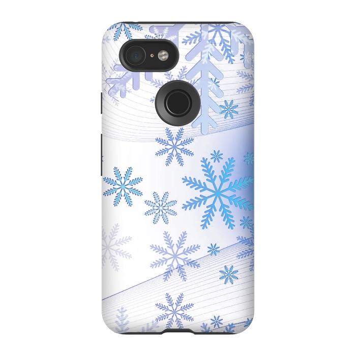 Pixel 3 StrongFit Blue icy snowflakes - Christmas illustration by Oana 