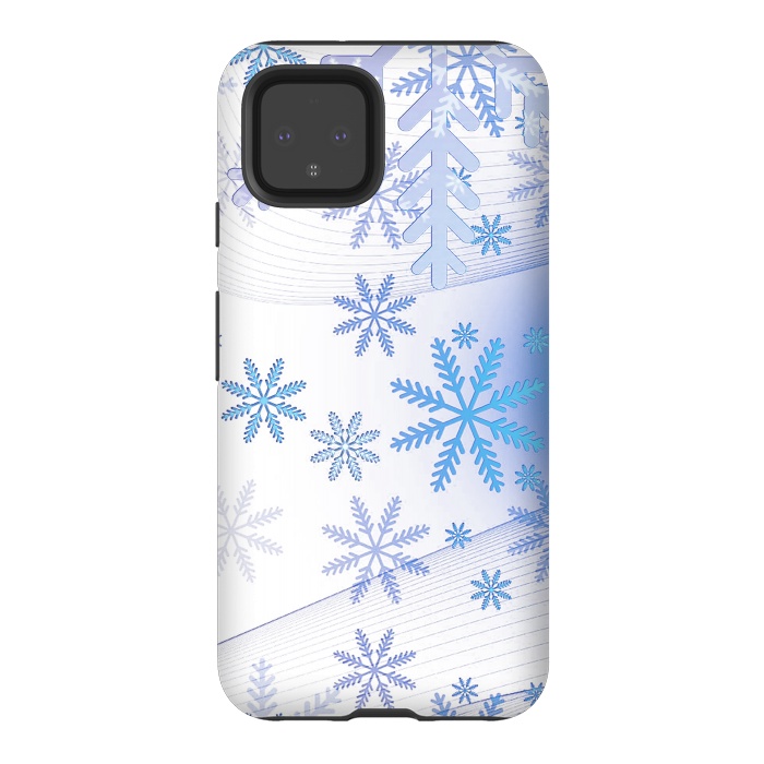 Pixel 4 StrongFit Blue icy snowflakes - Christmas illustration by Oana 