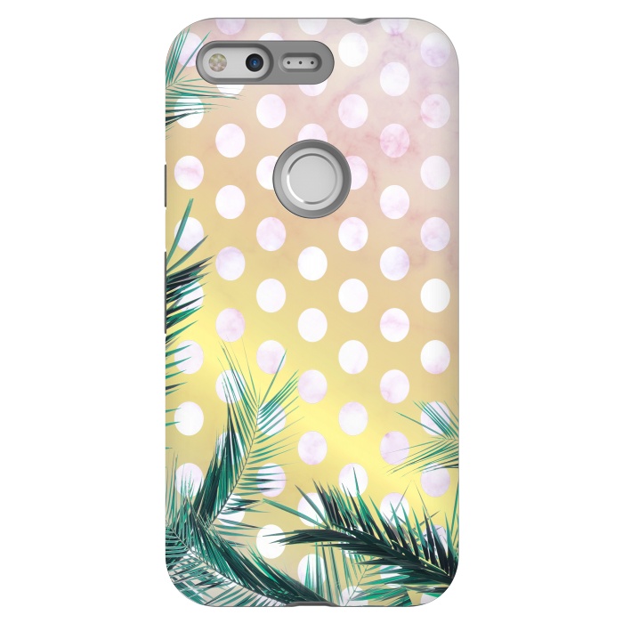 Pixel StrongFit tropical palm leaves on golden dotted background by Oana 
